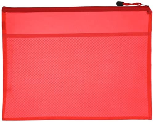 Fabric file with zipper, b4 - red