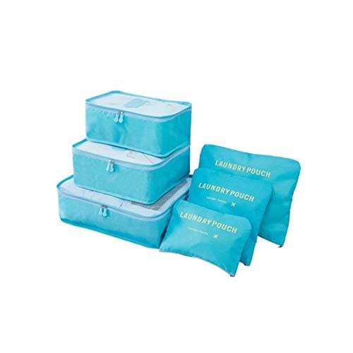 6 Set Packing Pouch Travel Storage Bags Multi-functional Clothing Sorting Packages Luggage Organizer Cubes(Blue)