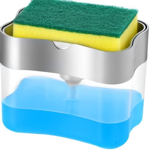 LIFEEZY Dish soap dispenser for kitchen, innovative soap dispenser and sponge holder 2 in1, countertop soap pump dispenser caddy