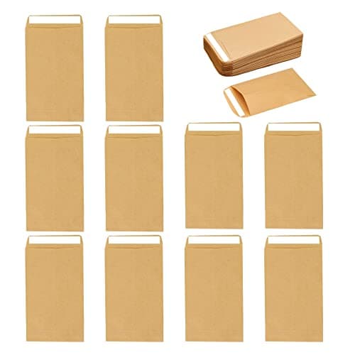 SHENLONG 50pcs Small Brown Envelopes for Seeds,6x10cm Mini Brown Seed Envelopes Coin & Small Parts Envelopes,Envelopes Brown Little Kraft Paper Bags for Storing Small Item Seeds Cash Money Beads Coin