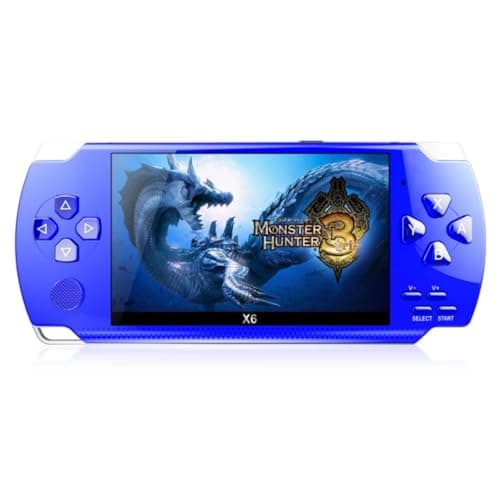 SKEIDO X6 Handheld Game Console 4.3 inch 8G Easy Operation screen MP3 MP4 MP5 Game player support for psp game camera video e-book (Blue)