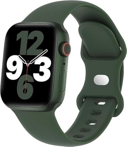 سوار سيليكون بديل لساعة ابل / 40 ملم / 38/41 ملم سلسلة 1/2/3/4/6/7/ SE (Dark Green) Wearable computer