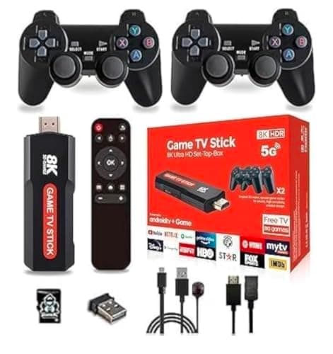 Wireless Game Console for 8K HD TV 5G Android Game Console with 2 Controllers 3D Game Controller for Game TV stic Players