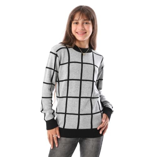 CAESAR Womens Unisex wool pullover with a plaid design Unisex wool pullover with a plaid design Outerwear
