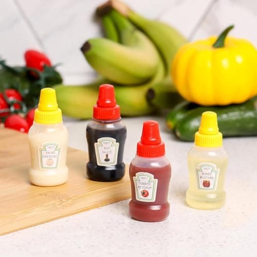 4Pcs Mini Sauce Squeeze Bottles for Ketchup Mayo Honey Leak-Proof Storage