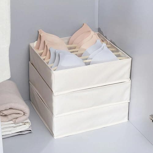 4-Piece Underwear and Sock Drawer Organizer Set Space Saving Fabric Dividers for Clothing Accessories Travel Bags and Wardrobes Lightweight Storage Bins Caddy