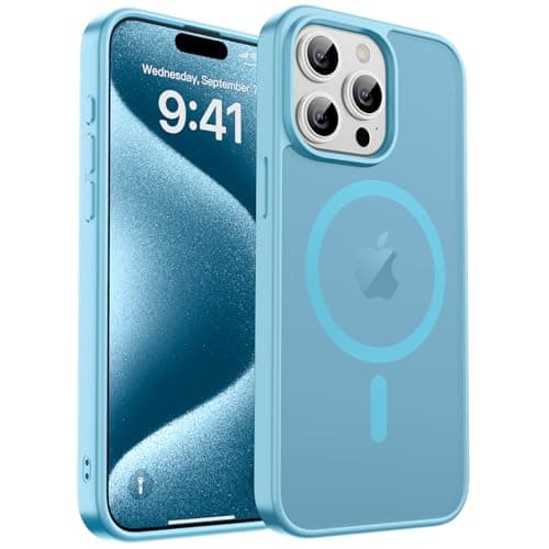 zapica Magnetic for iPhone 15 Pro Max Case, Light Blue | Compatible with MagSafe, Military Grade Drop Protection, Translucent Matte Anti-Scratch Phone Cover Cellular phone case
