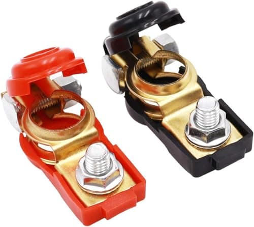 KaberTrade Adjustable Clamps for Diesel Cars, Trucks, Buses, Ships, Boats, Caravan with Red and Black Plastic Cover and Battery Tashes, Modern Ampere Clips Connectors (2 Pack) - KaberTrade Electronic switch