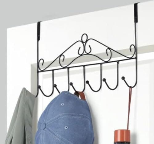 Metal Over the Door Hook Rack 5 Hooks Wrought Iron Hanger for Clothes Storage hook