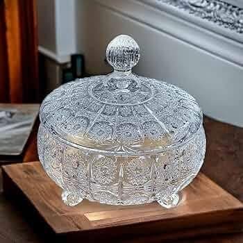 Generic Crystal Glass Snack Candy Jar with Lid and Base .hg Food storage container