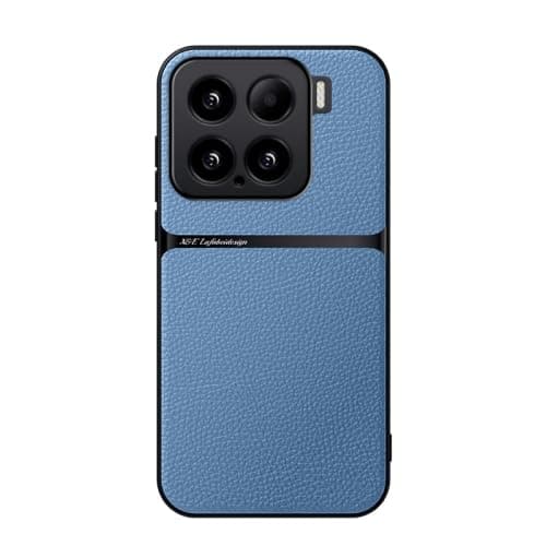 Case For(Compatible With Xiaomi 15) Litchi Leather Magnetic Full Coverage Shockproof Pho Premium Leather TPU Silicone Hybrid Texture Is Non-Slip And Shockproof Phone Case Cover (Light Blue)