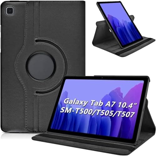 Case for Tab A7 (SM-T500 / T505) 10.4, Smart 360° Rotatable Stand, Flip Leather Cover with Multi-Angle View, Auto Sleep (Black) Portable electronic device cover
