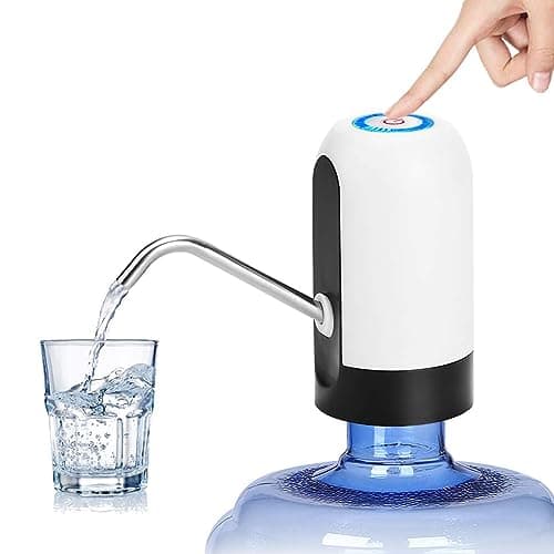 HUAPPNIO 5 Gallon Water Bottle Pump Electric Portable USB Charging with 1200MAH Battery Powered White Water dispenser
