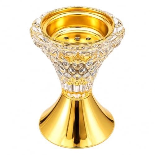 Luxury Crystal Incense Burner with Gold Metal Base 8 cm | Bakhoor & Oud Burner, Crystal & Gold Finish, Arabic Home Decor, Decorative Mabkhara, Compact 8 cm Size