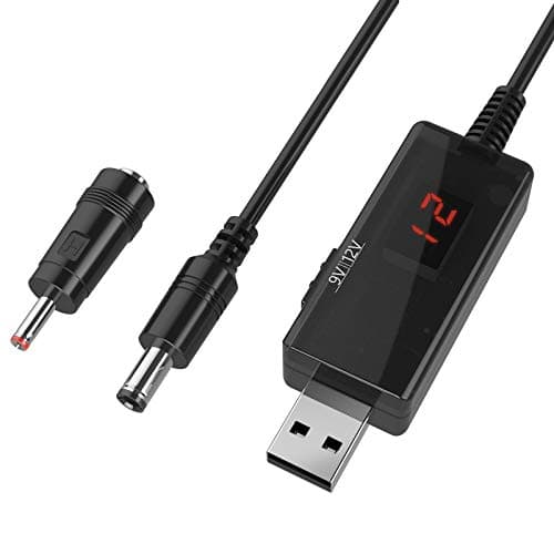 DROK USB to 9v, 5v to 12v Step Up, USB Cable DC 5V Boost to 9V 12V Voltage Converter 1A Step-up Volt Transformer Power Regulator Line with LED Display Charging adapter