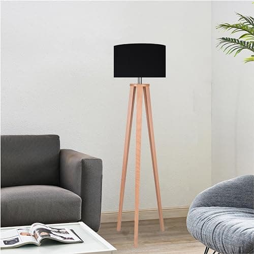 El Rawda RL-FL-A-026 Modern and Elegant High Quality Light Wood Floor Lamp for Living Room or Bedroom - Black