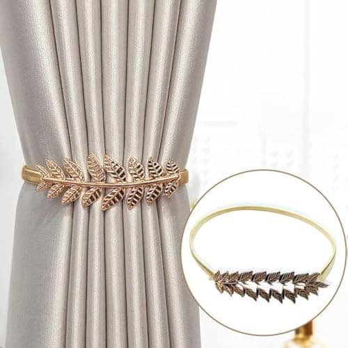 Curtain Buckle 1pc Metal Pearl Elk Leaves Curtain Clip Curtains Holders Tieback Buckle Clips Curtain Accessories Home Decor Decorations Tools (Gold Leaf) Curtain swag holder