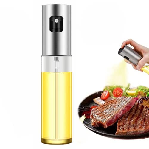 Rircio Olive Oil Sprayer, Oil Dispenser Mister Oil Spray Bottle Oil Vinegar Glass Spritzer Dispenser for BBQ Salad Baking Roasting Grilling Frying ，Including Free Tube Brush 100ml (3.4-Ounce)
