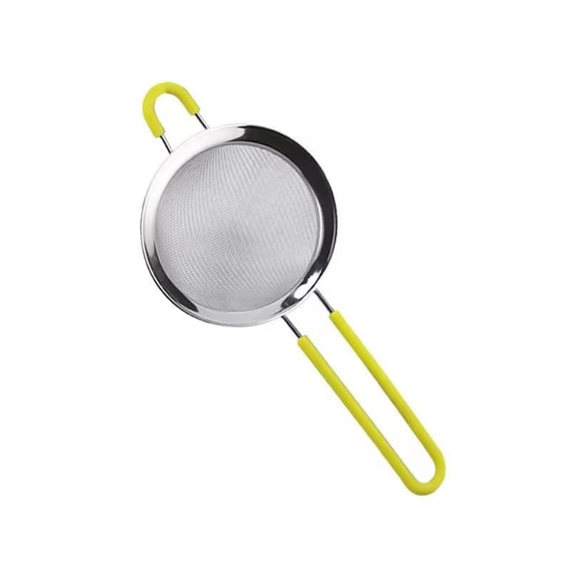 Fine Mesh Strainer with Yellow Handle, Stainless Steel, Kitchen Sieve for Tea, Juice, Cooking (20 cm) Food strainer