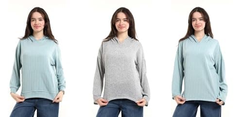 Red Circle Womens Bundle of 3 Comfortable Casual Long Sleeve Sweatshirt Bundle of 3 Comfortable Casual Long Sleeve Sweatshirt Outerwear