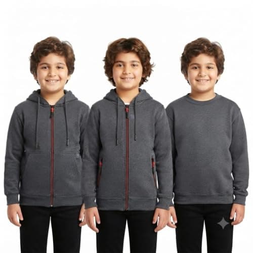 Red Circle Unisex Kids Bundle of 3 Zipper sweatshirt with zipper pocket with hood Bundle of 3 Zipper sweatshirt with zipper pocket with hood Outerwear