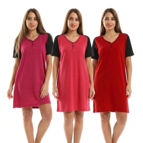 KADY Womens Bundle of 3 sleepshirt short sleeves Bundle of 3 sleepshirt short sleeves Sleepwear