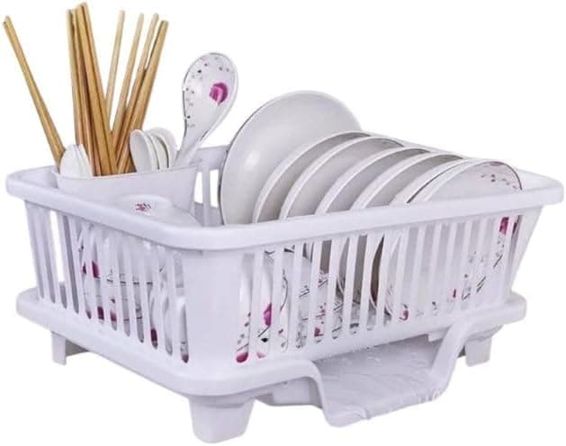 Large Plastic Dish Drying Rack with Base for Kitchen Organization 43x34cm