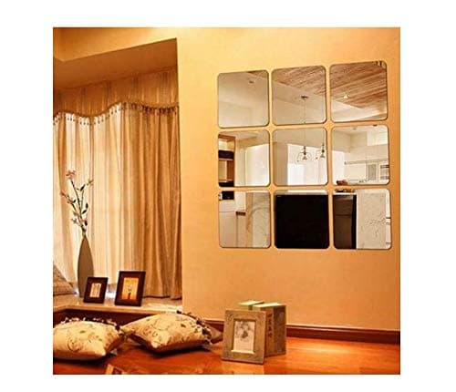 Silver Color 15cm x 6pcs Square DIY Mirror Wall Sticker,Removable Home Decor,Roof Ceiling Mirror Crystal Wall Sticker DIY Acrylic Wall Sticekers-s