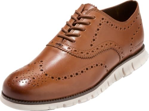Cole Haan Men's Zerogrand Wing Ox Leather Oxford, British Tan, 11 Wide Shoes