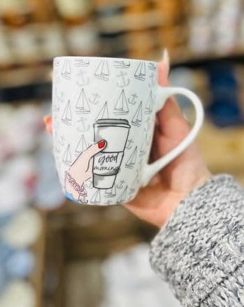 Generic Coffee Mug with Sailboat Pattern, Ceramic Cup for Coffee and Tea, .rom