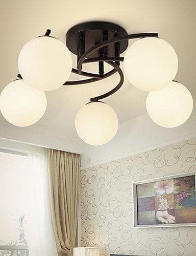 Generic Pendant Light 5 Bulb Without Bulbs 25x50x25cm Black Light fixture