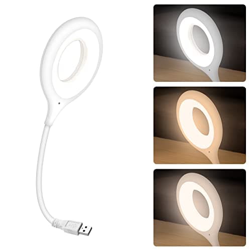 Keweis Voice Control USB Light for Laptop Keyboard, LED Reading Lamp Portable Small Night Light with Flexible Gooseneck for Power Bank, Computer, Sound Control 3 Color & 4 Brightness/On/Off