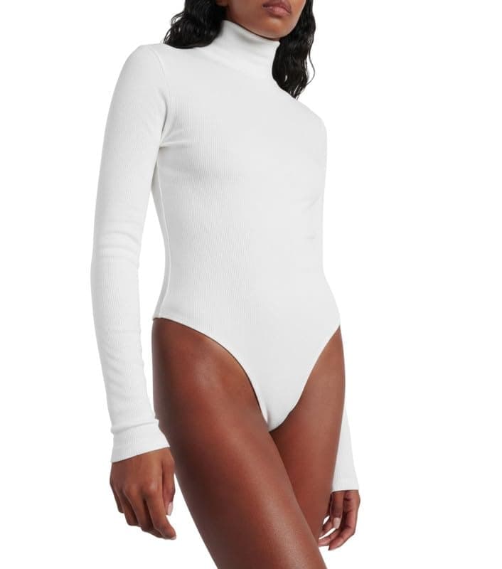 Bisha Pish-166-2353-off whiteP Wrap Lace Long Sleeve High Neck Bodysuit for Women, One Size up to 70 kg Shirt