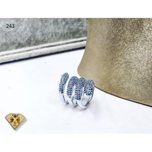 3 Diamonds 292474661779193 Snake Platinum Plated Ring for Women with Zircon Stone - Silver