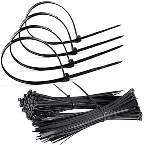 High Resistance Plastic Band Strap for Indoor and Outdoor Use (100 Bands, Black, 20cm, 3.6mm) - KaberTrade Cable tie