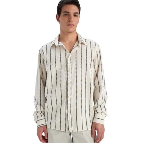 DeFacto Mens Young Relax Fit Regular Long Sleeve Woven Top Long Sleeve Shirt Shirt (pack of 1)