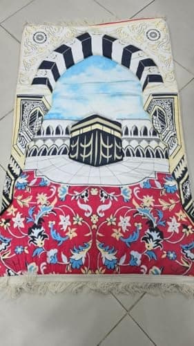 Generic Islamic Prayer Mat, Quilted with High-Density Foam Padding, Red and Multi-Color Floral Pattern, Comfortable for Daily Use .sr