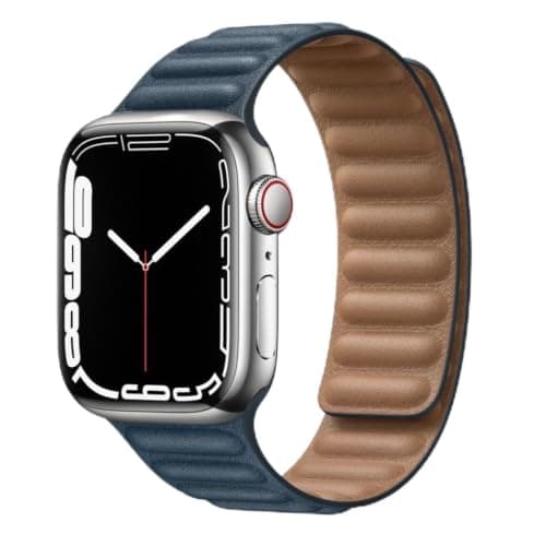 Strap Leather (Compatible with 49mm/ 46/45/44/42) Magnetic Leather Loop Apple Watch Band Genuine Leather Watch Strap Replacement for Apple Watch Ultra Series 11/10/9/8/7/6/5/4/SE/3/2/1