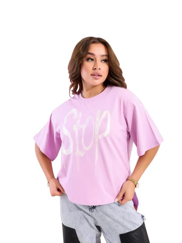 BEBO Women's Printed 1/2 Sleeve T-Shirt 22146_Mauve_L_24 Mauve L