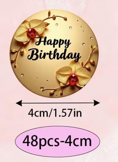 Happy Birthday Circle Sticker Gold Orchid Sticker for Appliances and Notepads Sticker decal