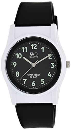 Q&Q Watch Unisex, Quartz Movement, Analog Display, Black Resin Strap-VP26J020Y