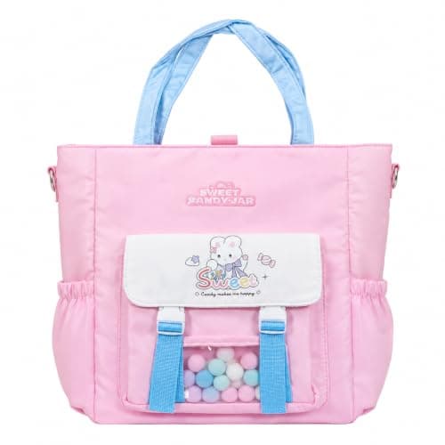 Cute Large Capacity Tote Bag 36x30 Cm Multi Pocket Handbag With Adjustable Shoulder Strap Casual Travel Shopping Organizer Everyday Carry Waterproof Tote For Women Girls