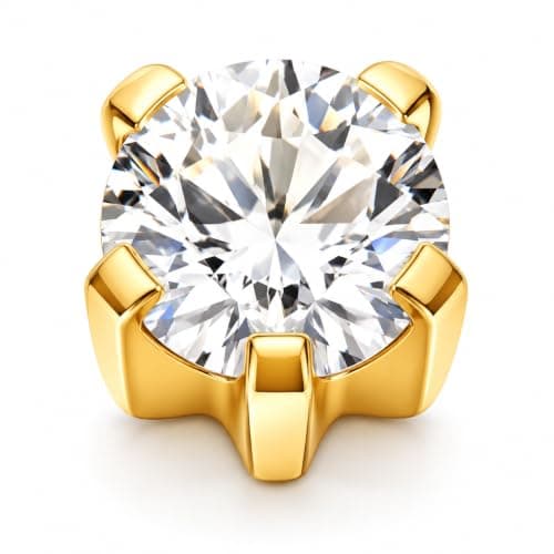 Cartilage Stud Earring with Three Bezel Set Cubic Zirconia Stones, Gold Tone Ear Piercing Jewelry for Women and Girls