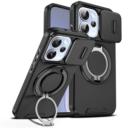 GOLDEN MASK Compatible With Oppo Reno15 Sliding Camshield Ring Holder Phone Case (Black) Cellular phone case