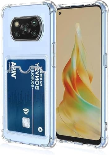 Case Compatible with Poco X3 / X3 Pro Wallet Case with Card Slot Soft TPU Bumper Slim Protective Cover with Card Holder Cute Card Holder Slim Fit Protective Phone Cover - Clear (Poco X3/ X3 Pro) Cellular phone case