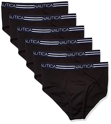 Nautica Men's Cotton Classic Multipack Briefs T-Shirt, Black- 6 Pack, XL Underpants