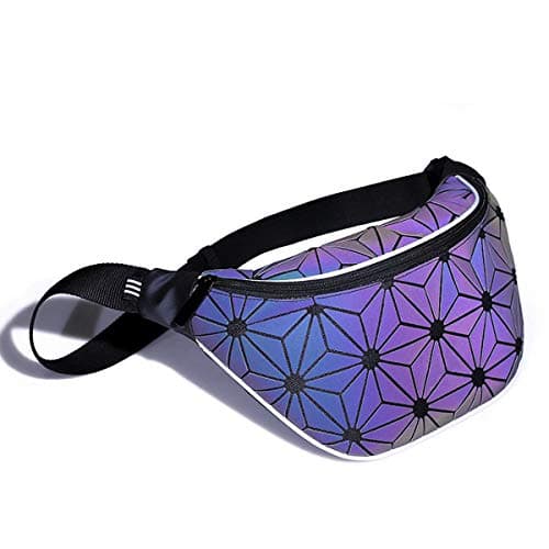 WUIOS Geometric Luminous Waist Purses for Women and Men Crossbody Holographic Backpack Fanny Pack