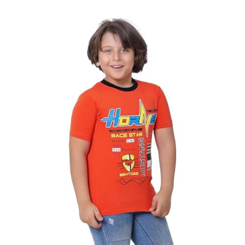 BEBO Boys Boys Printed Half Sleeve T-Shirt 10 Years Brick-12348_Brick_10_24