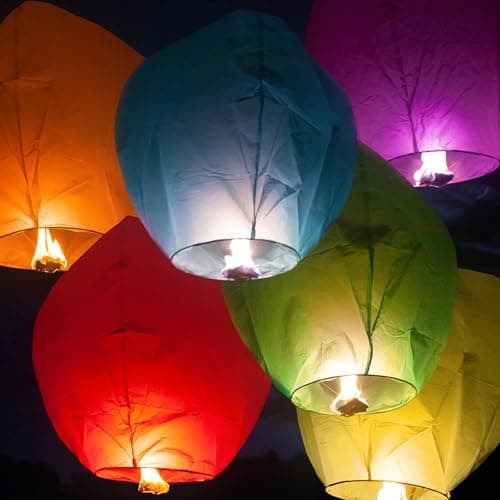 Wonka PRINT BHARAT Sky Lanterns Multicolour Hot Air Balloon/Flying Night Sky Light Candle for Diwali/Christmas/Birthday/All Festival Multicolor,Paper (Sky Lanterns 10) Home lighting and lamps