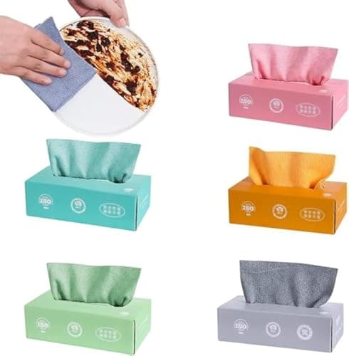 Pull-out Absorbent Microfibre Cloths, Reuseable Cleaning Cloth Thickened Magic Wipe Home Kitchen Car Multi-Functional Cleaning Rag, Microfiber Towels Rags for Kitchen, Window, Glass (20x20CM, White)